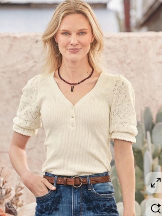 Sundance Tops - Sundance Twyla Stitch Sweater NWT in Ivory Small Petite